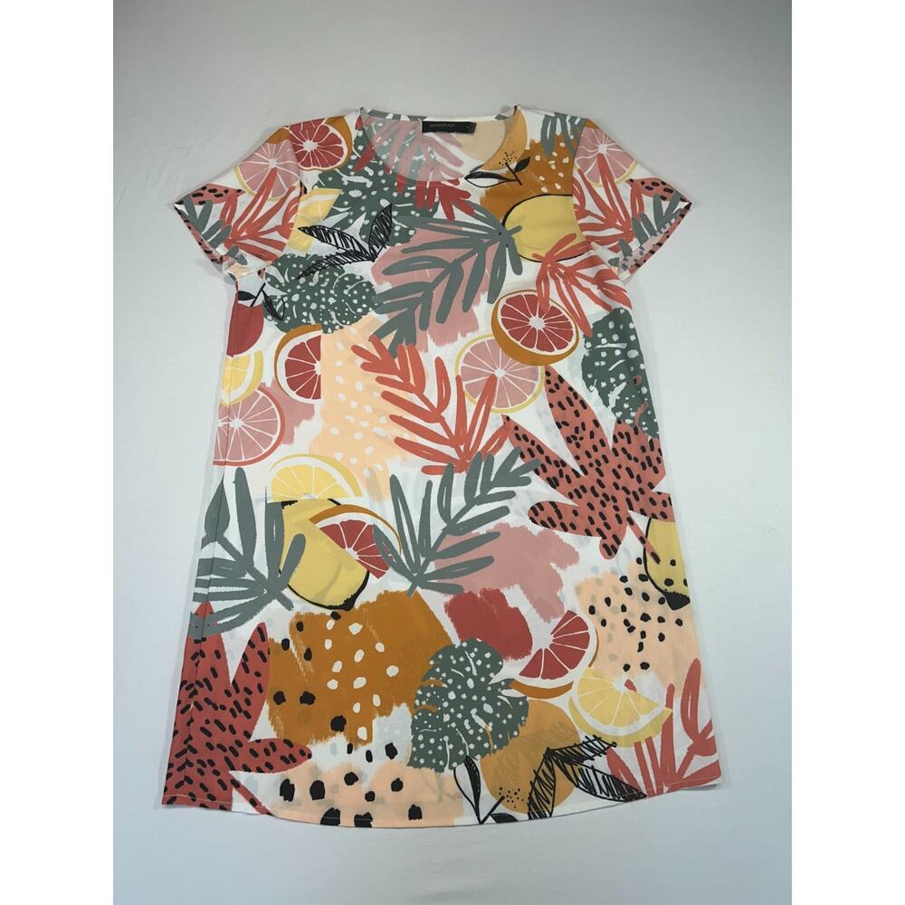 MINKPINK Tropical Fruit Print Dress Women's S Multicolor Shift Vacation Vibes